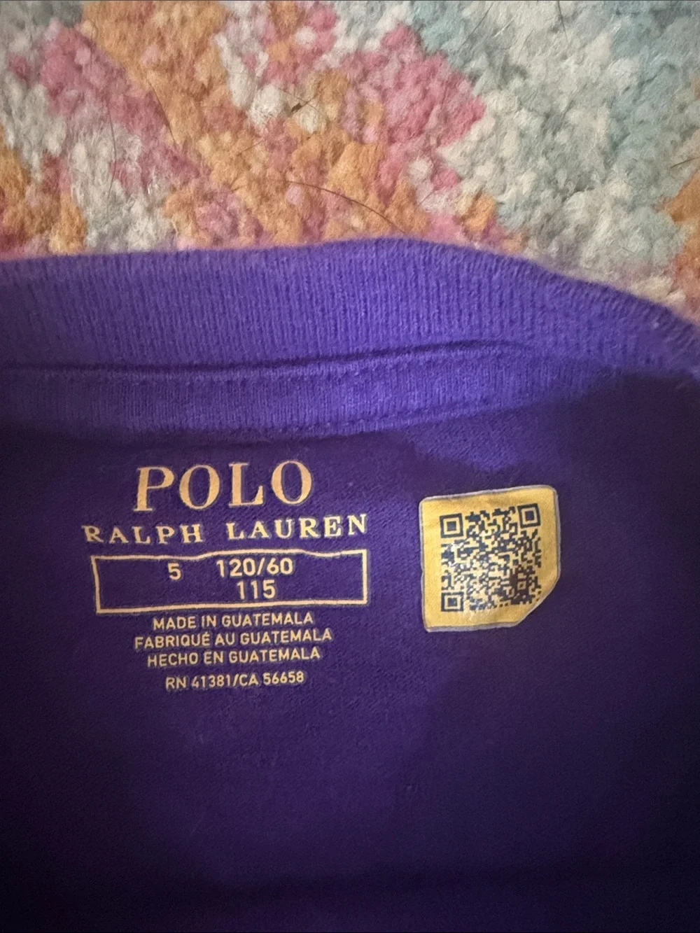 Ralph Lauren Kids Purple Crew Tee with White Polo Pony EUC